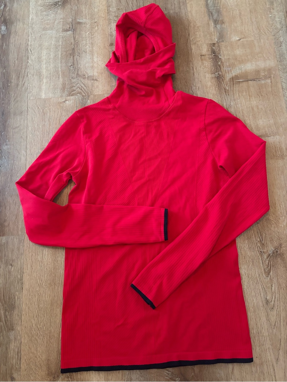 Atheta red Ribbed Long Sleeve Hooded Top medium like new